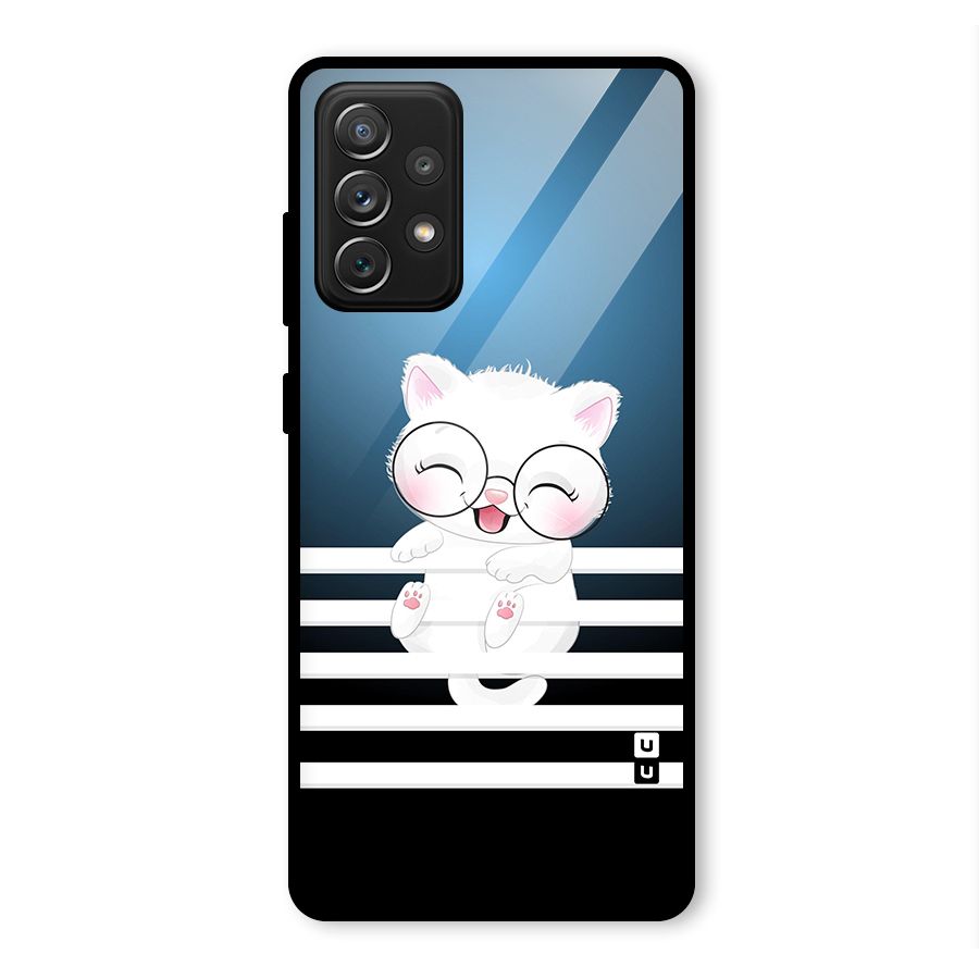 The Cat on Stripes Glass Back Case for Galaxy A72