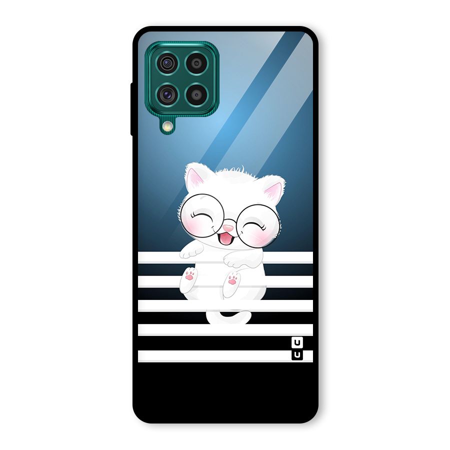 The Cat on Stripes Glass Back Case for Galaxy F62