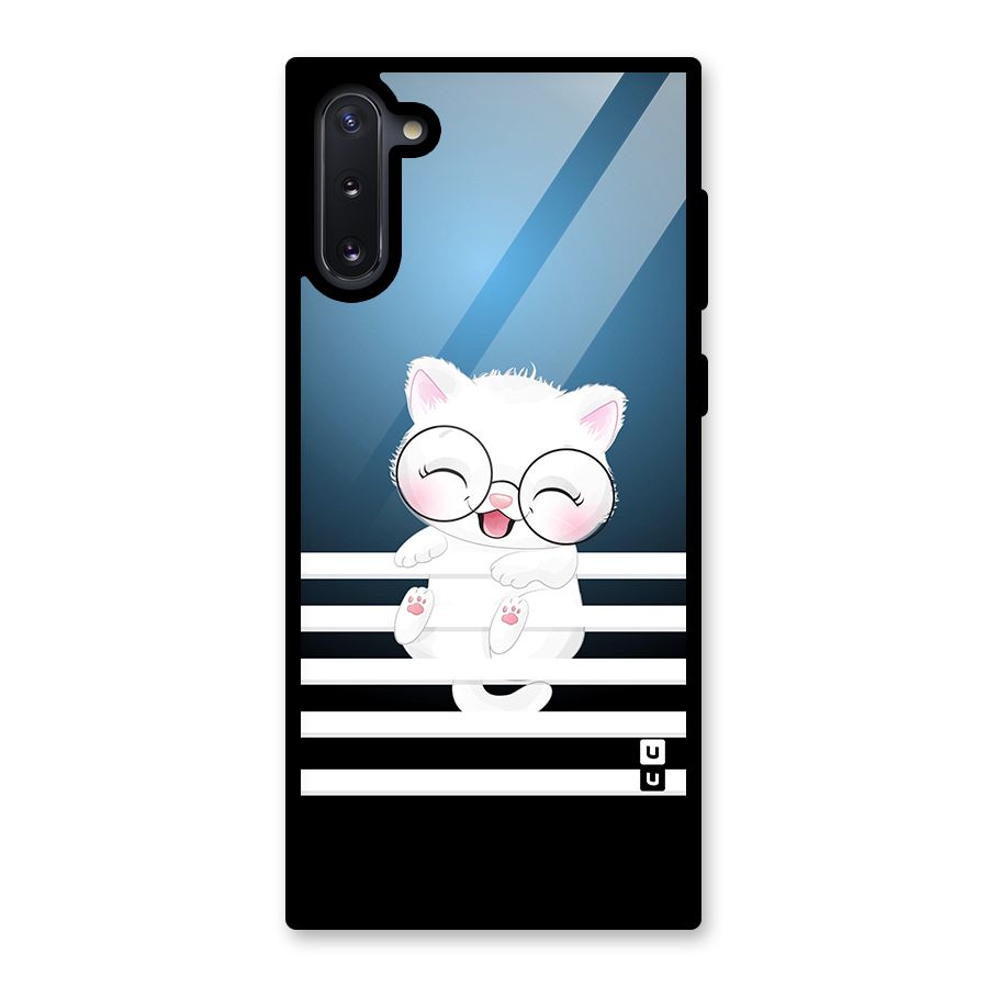The Cat on Stripes Glass Back Case for Galaxy Note 10