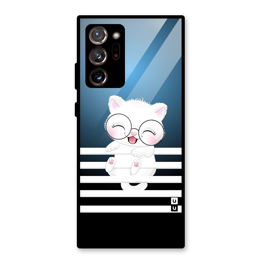 The Cat on Stripes Glass Back Case for Galaxy Note 20 Ultra