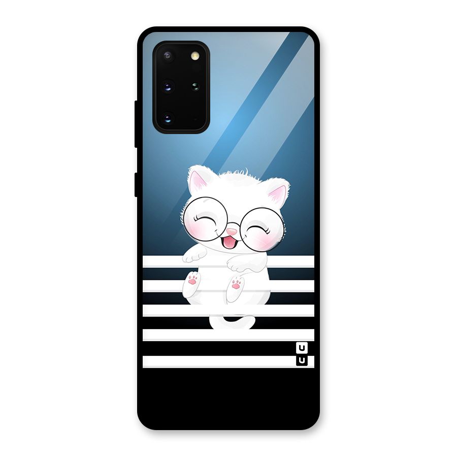 The Cat on Stripes Glass Back Case for Galaxy S20 Plus