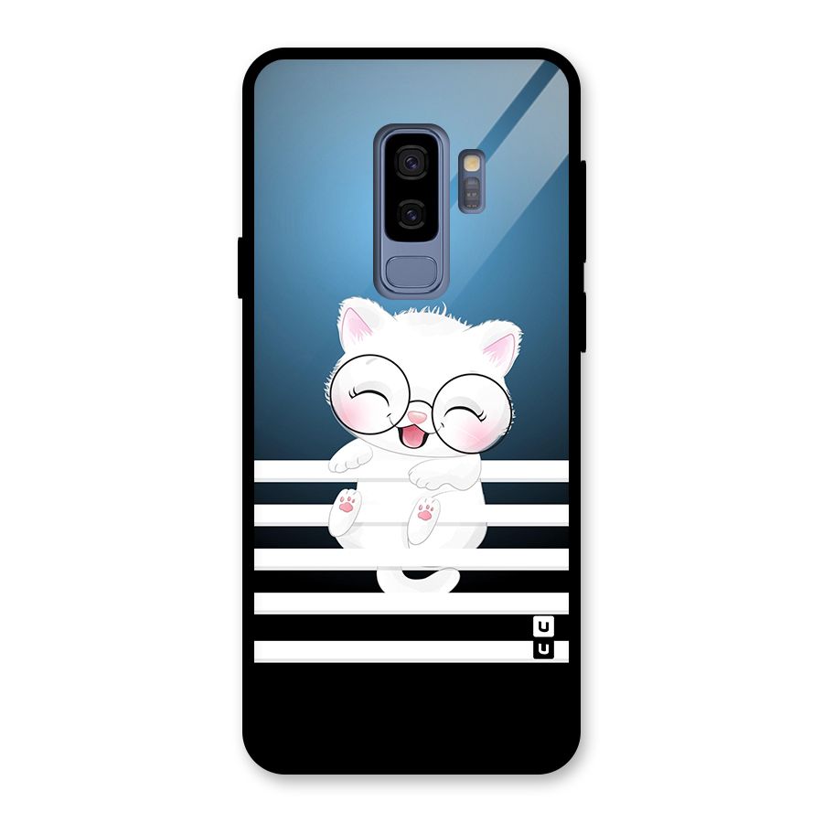 The Cat on Stripes Glass Back Case for Galaxy S9 Plus