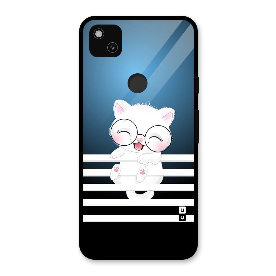 The Cat on Stripes Glass Back Case for Google Pixel 4a