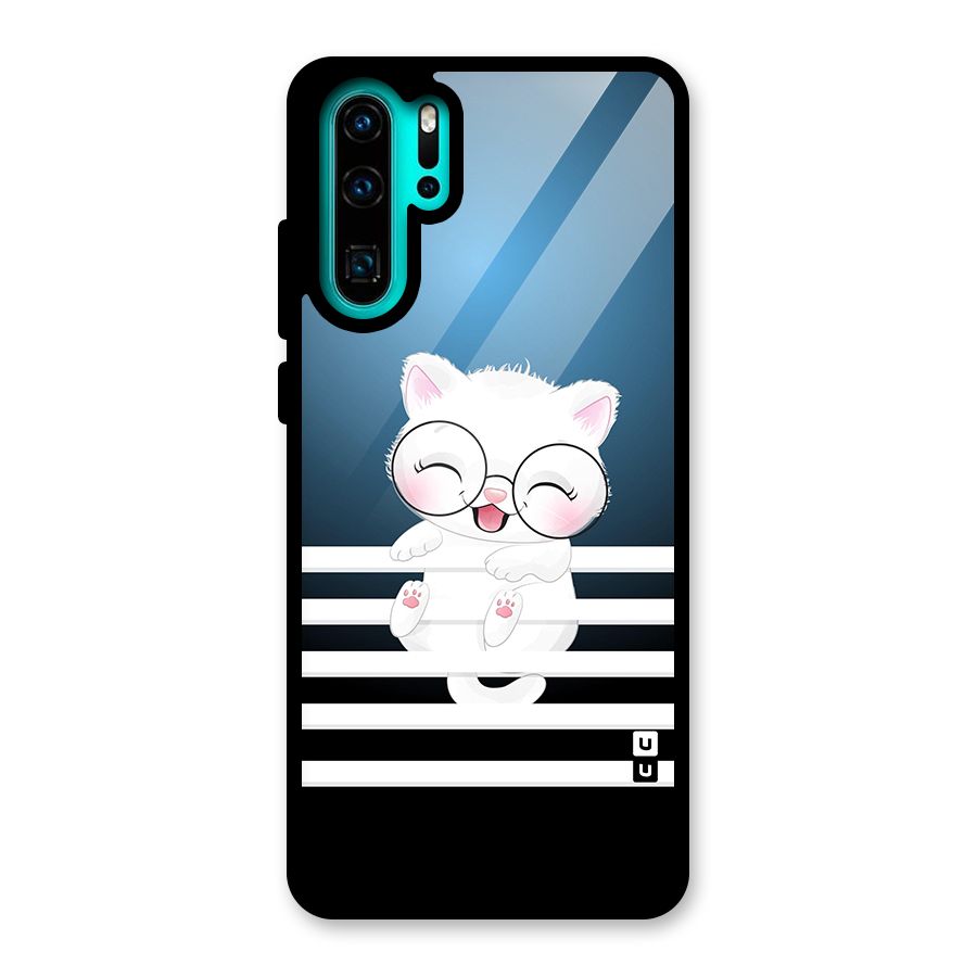 The Cat on Stripes Glass Back Case for Huawei P30 Pro