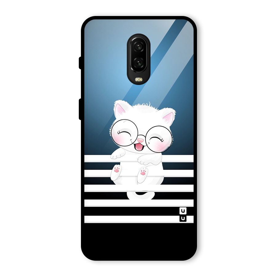 The Cat on Stripes Glass Back Case for OnePlus 6T