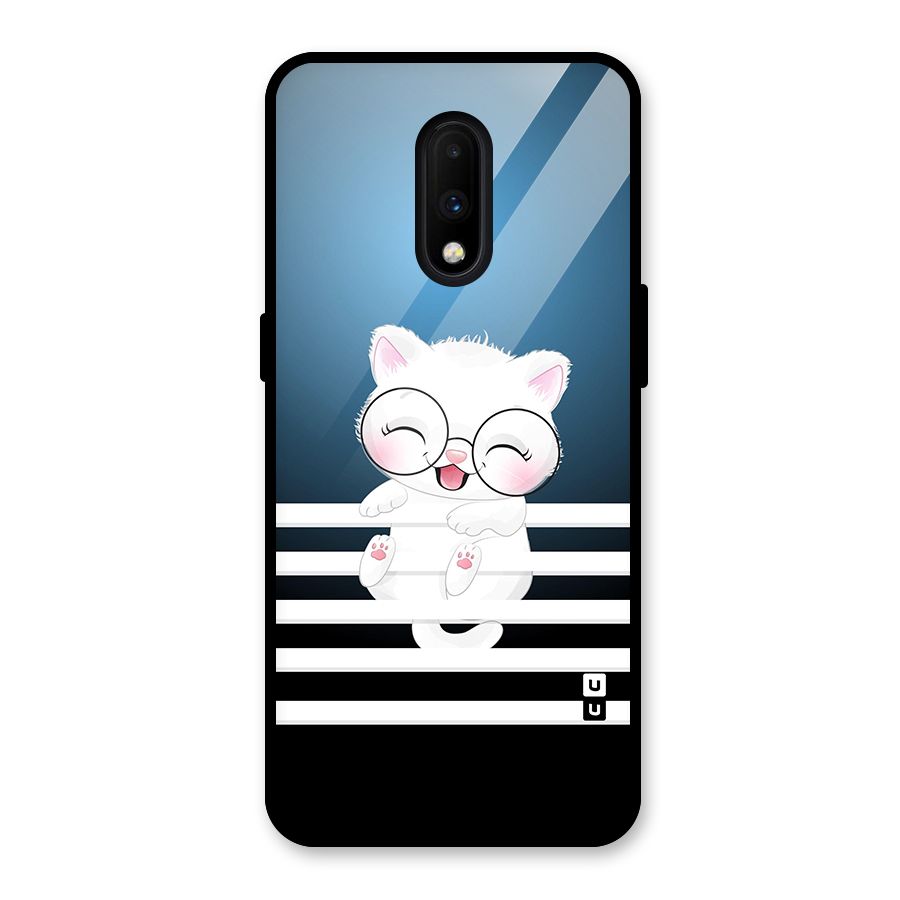 The Cat on Stripes Glass Back Case for OnePlus 7