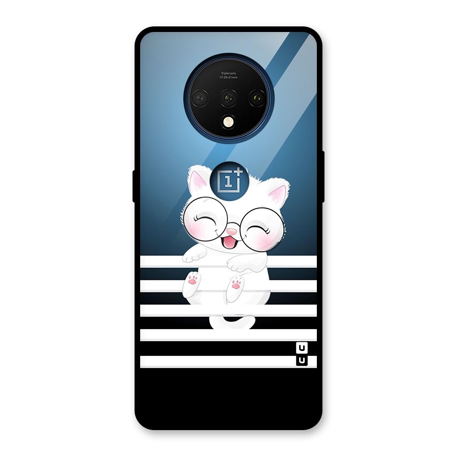 The Cat on Stripes Glass Back Case for OnePlus 7T