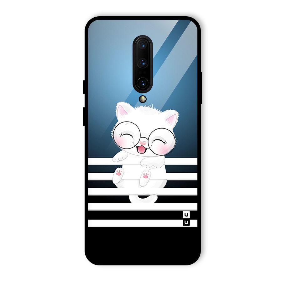 The Cat on Stripes Glass Back Case for OnePlus 7 Pro