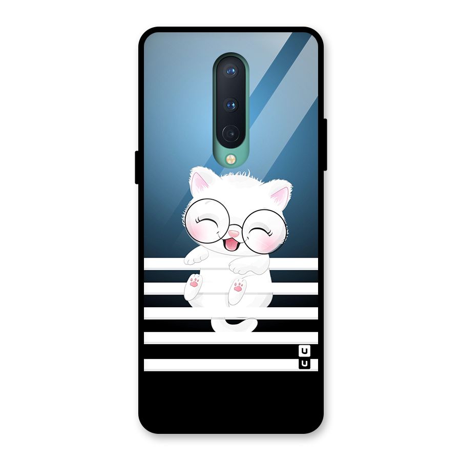 The Cat on Stripes Glass Back Case for OnePlus 8