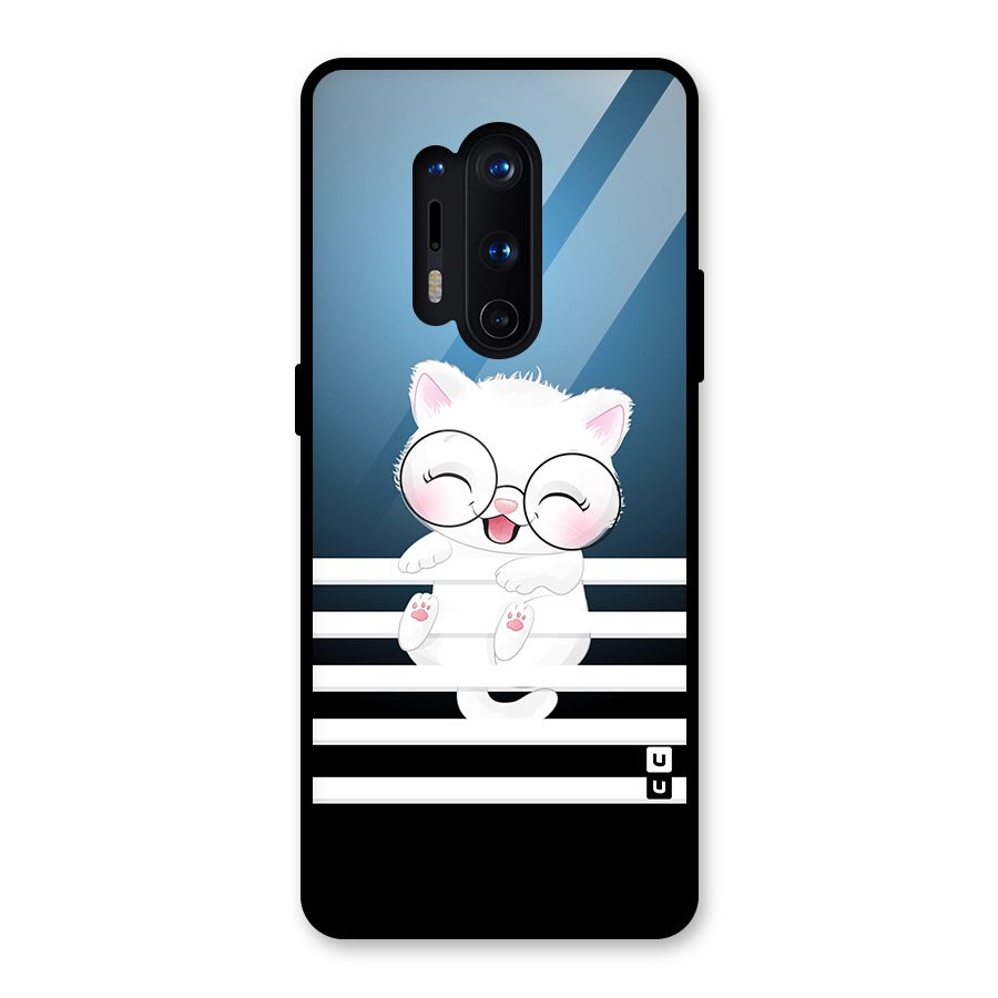 The Cat on Stripes Glass Back Case for OnePlus 8 Pro