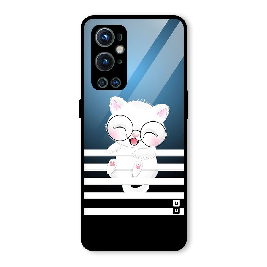 The Cat on Stripes Glass Back Case for OnePlus 9 Pro