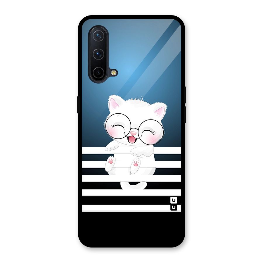 The Cat on Stripes Glass Back Case for OnePlus Nord CE 5G