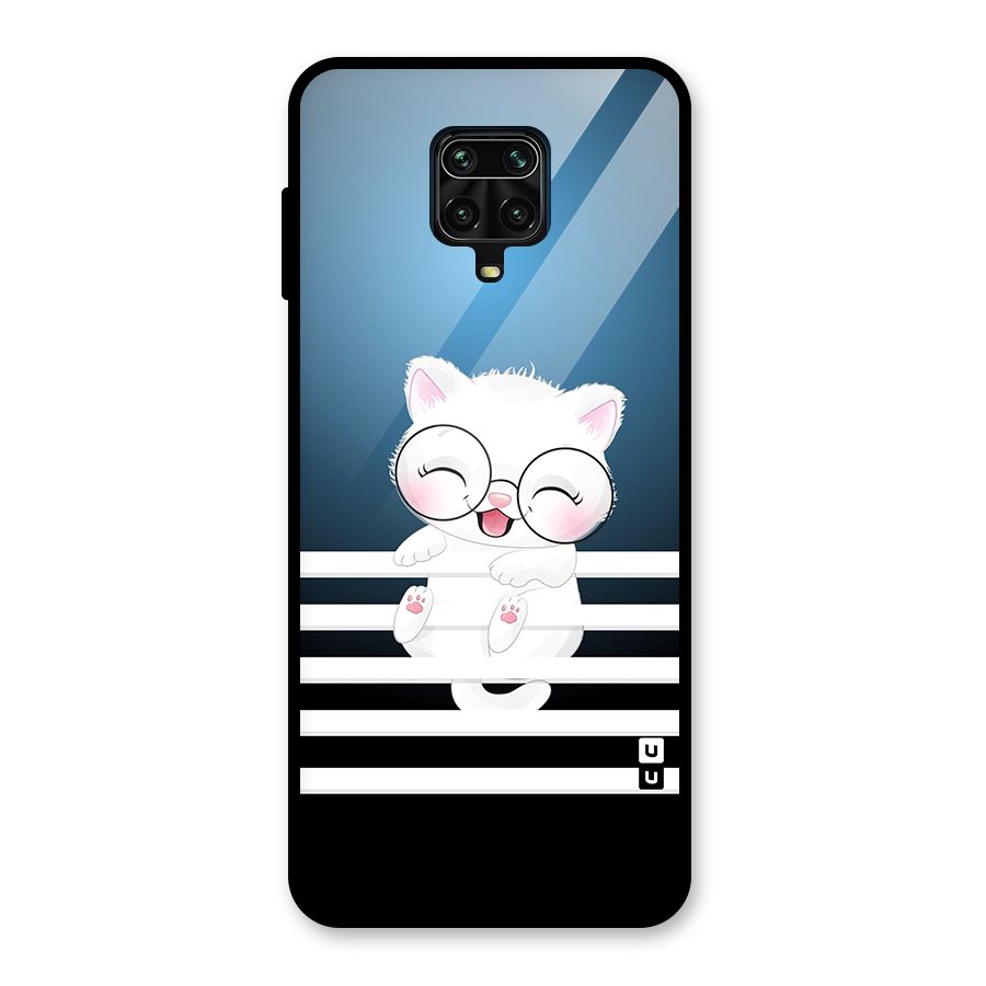 The Cat on Stripes Glass Back Case for Poco M2 Pro