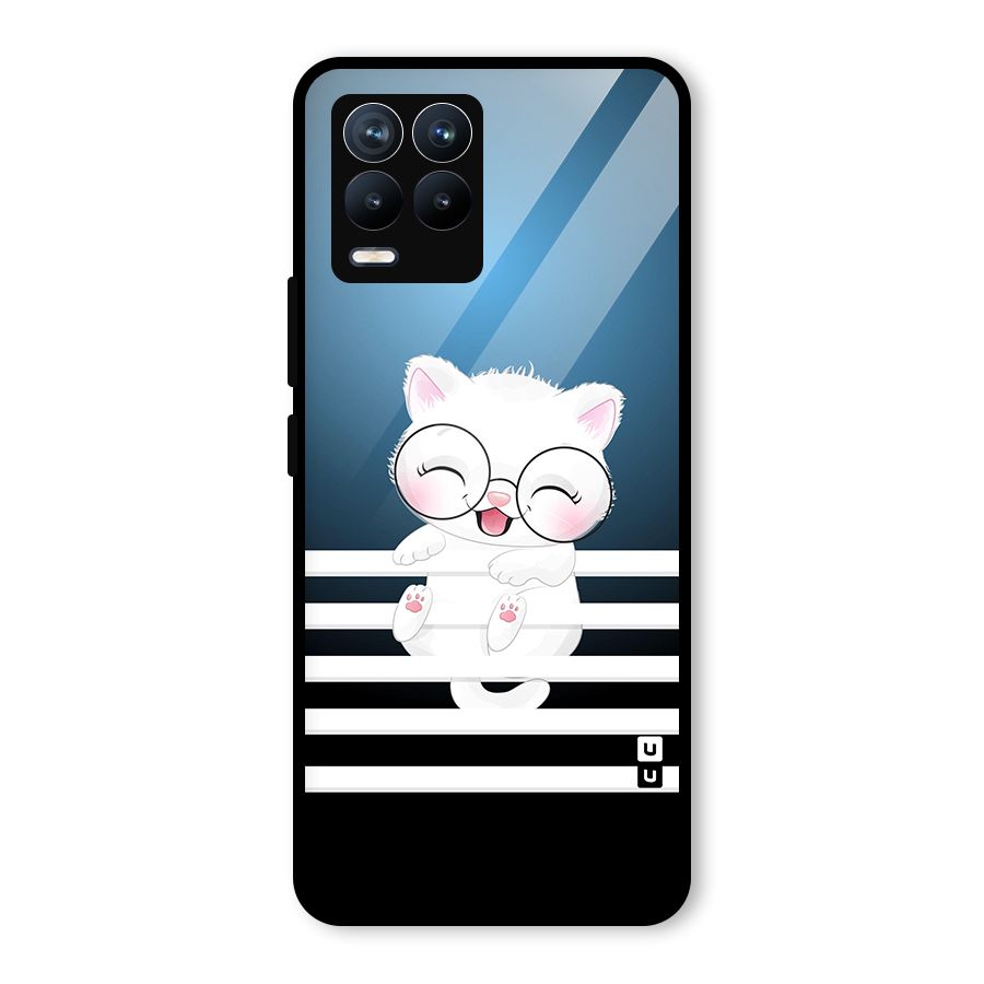 The Cat on Stripes Glass Back Case for Realme 8 Pro