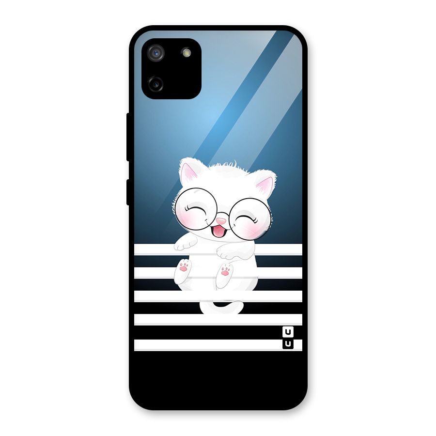 The Cat on Stripes Glass Back Case for Realme C11