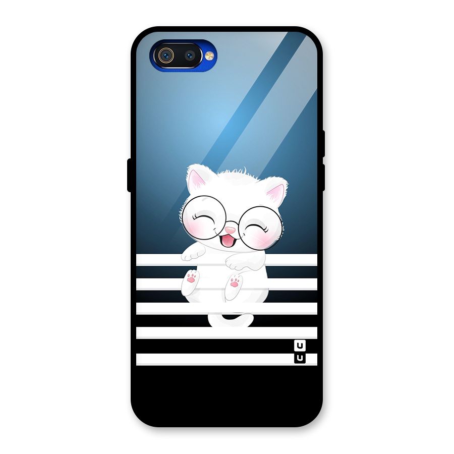 The Cat on Stripes Glass Back Case for Realme C2