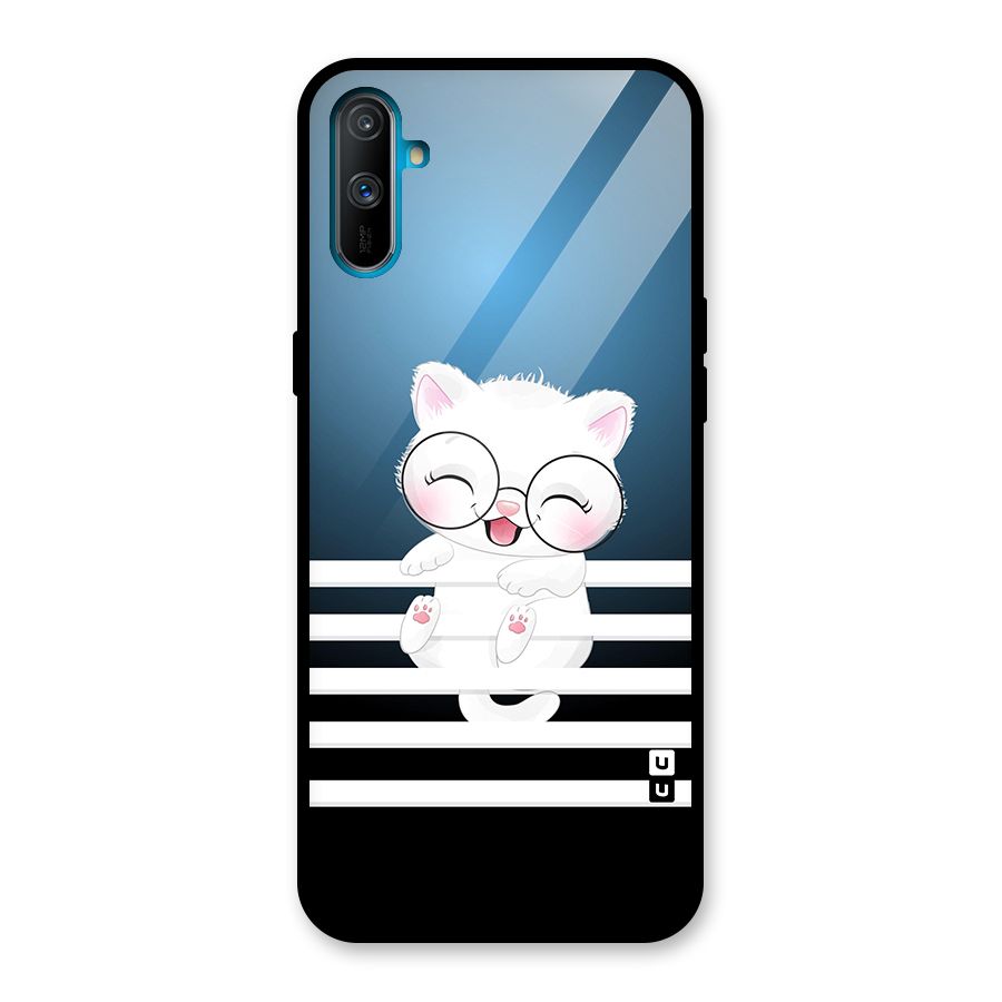 The Cat on Stripes Glass Back Case for Realme C3