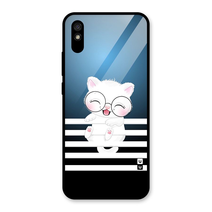 The Cat on Stripes Glass Back Case for Redmi 9A