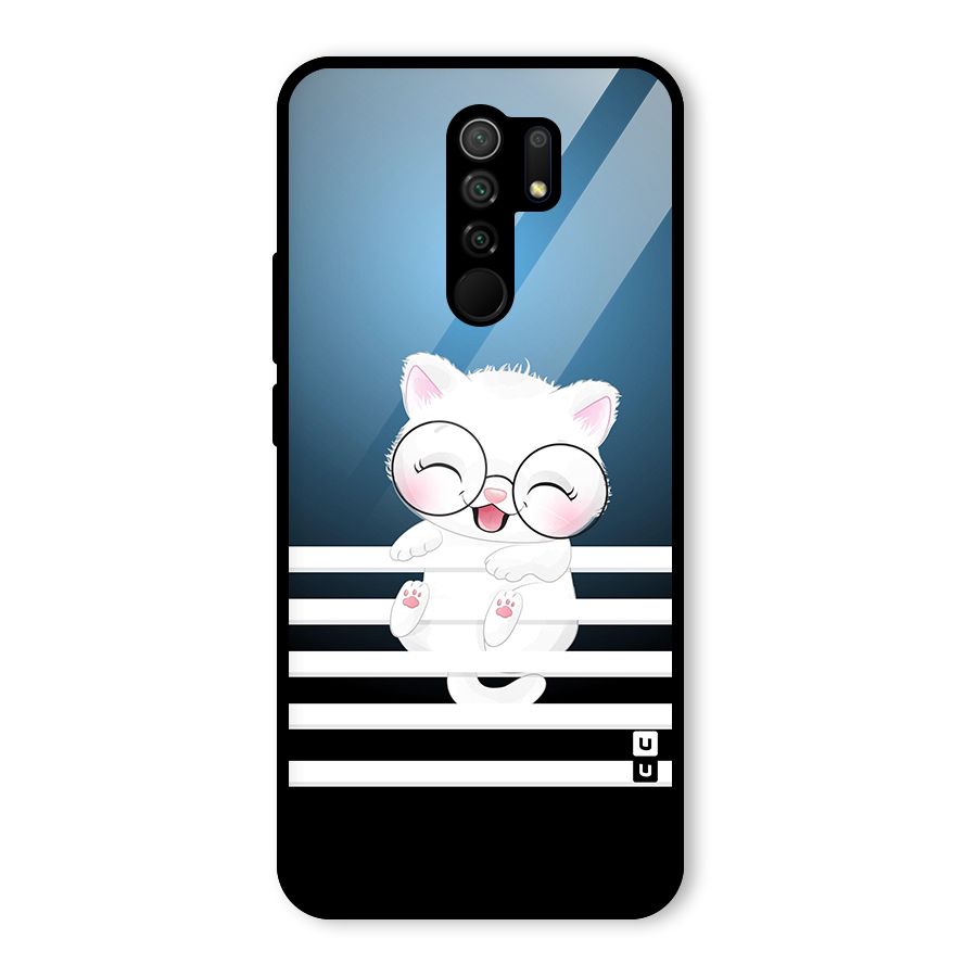 The Cat on Stripes Glass Back Case for Redmi 9 Prime