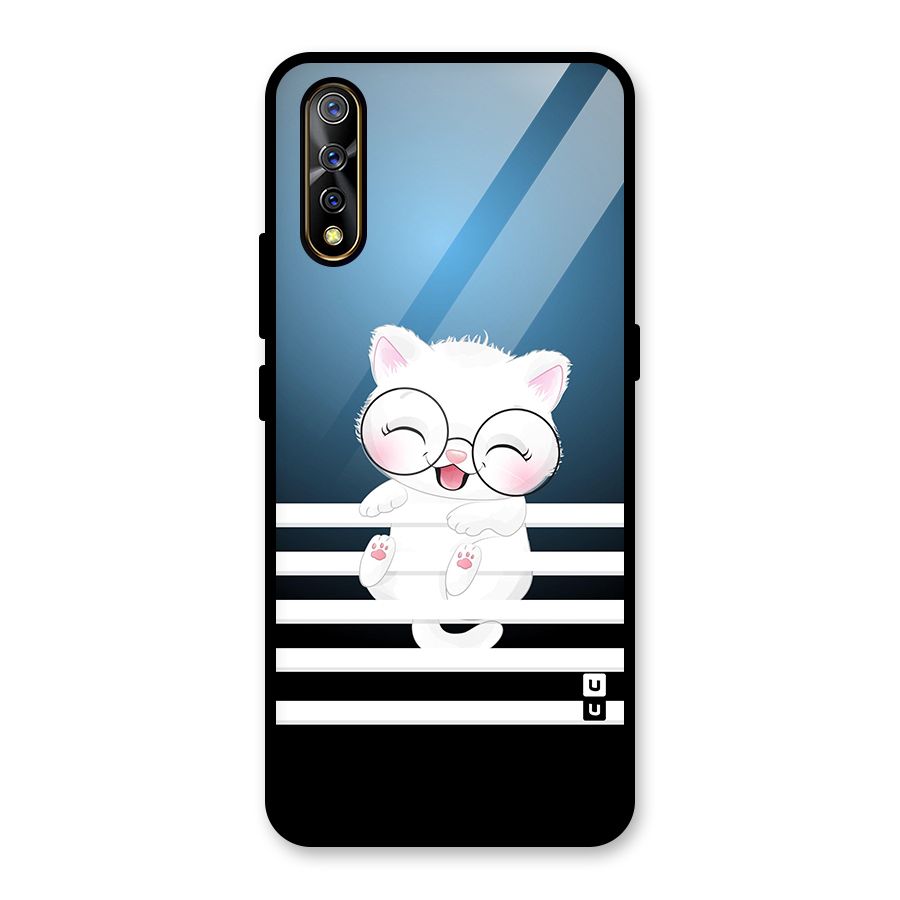 The Cat on Stripes Glass Back Case for Vivo S1