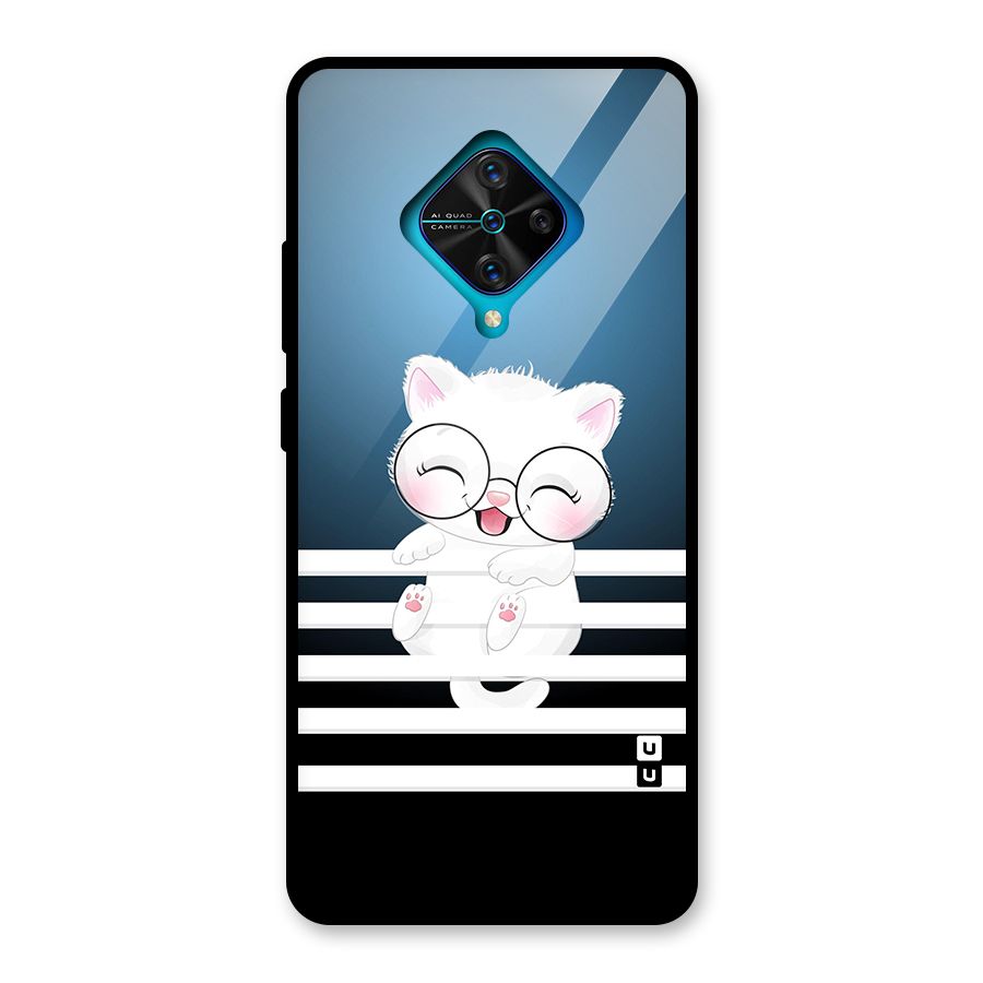 The Cat on Stripes Glass Back Case for Vivo S1 Pro