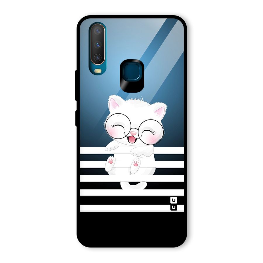 The Cat on Stripes Glass Back Case for Vivo U10