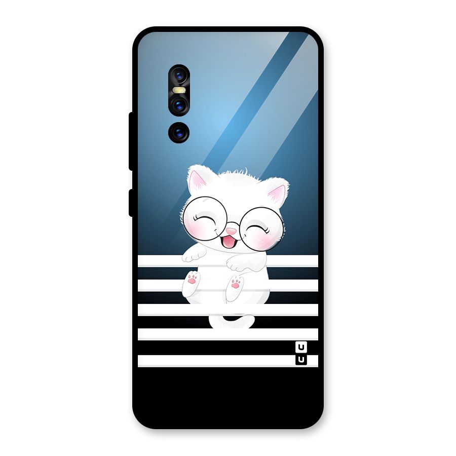 The Cat on Stripes Glass Back Case for Vivo V15 Pro