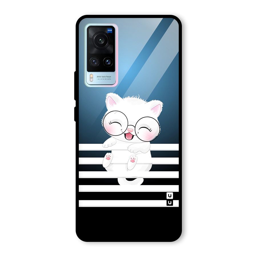 The Cat on Stripes Glass Back Case for Vivo X60