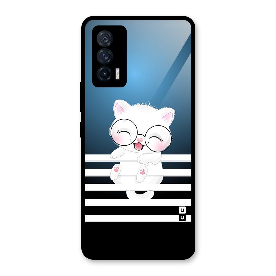 The Cat on Stripes Glass Back Case for Vivo iQOO 7 5G