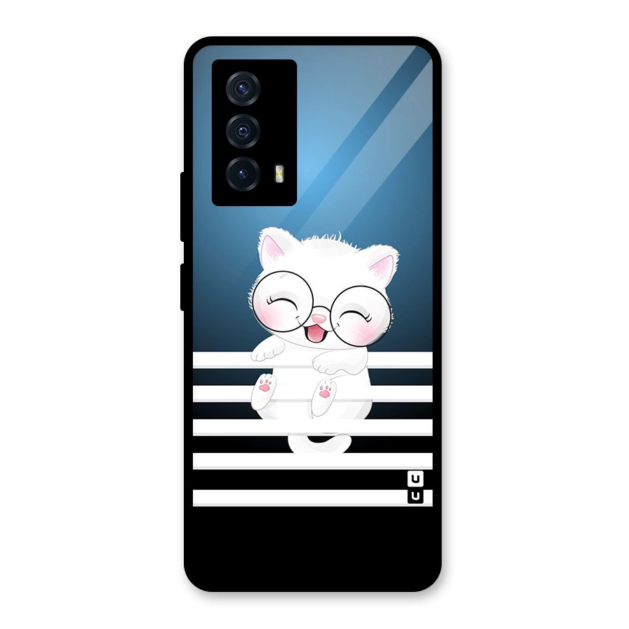 The Cat on Stripes Glass Back Case for Vivo iQOO Z5