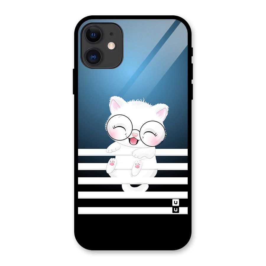 The Cat on Stripes Glass Back Case for iPhone 11