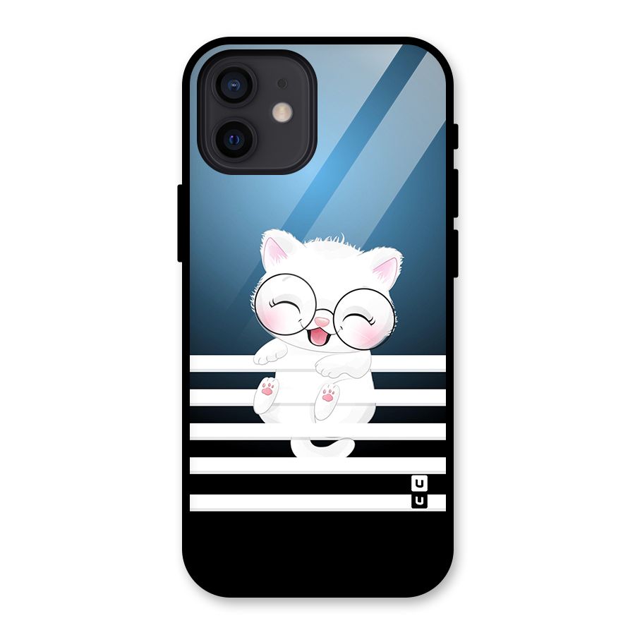 The Cat on Stripes Glass Back Case for iPhone 12