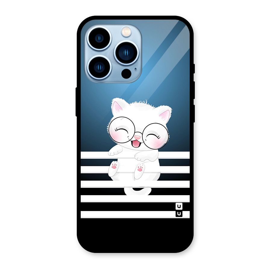 The Cat on Stripes Glass Back Case for iPhone 13 Pro