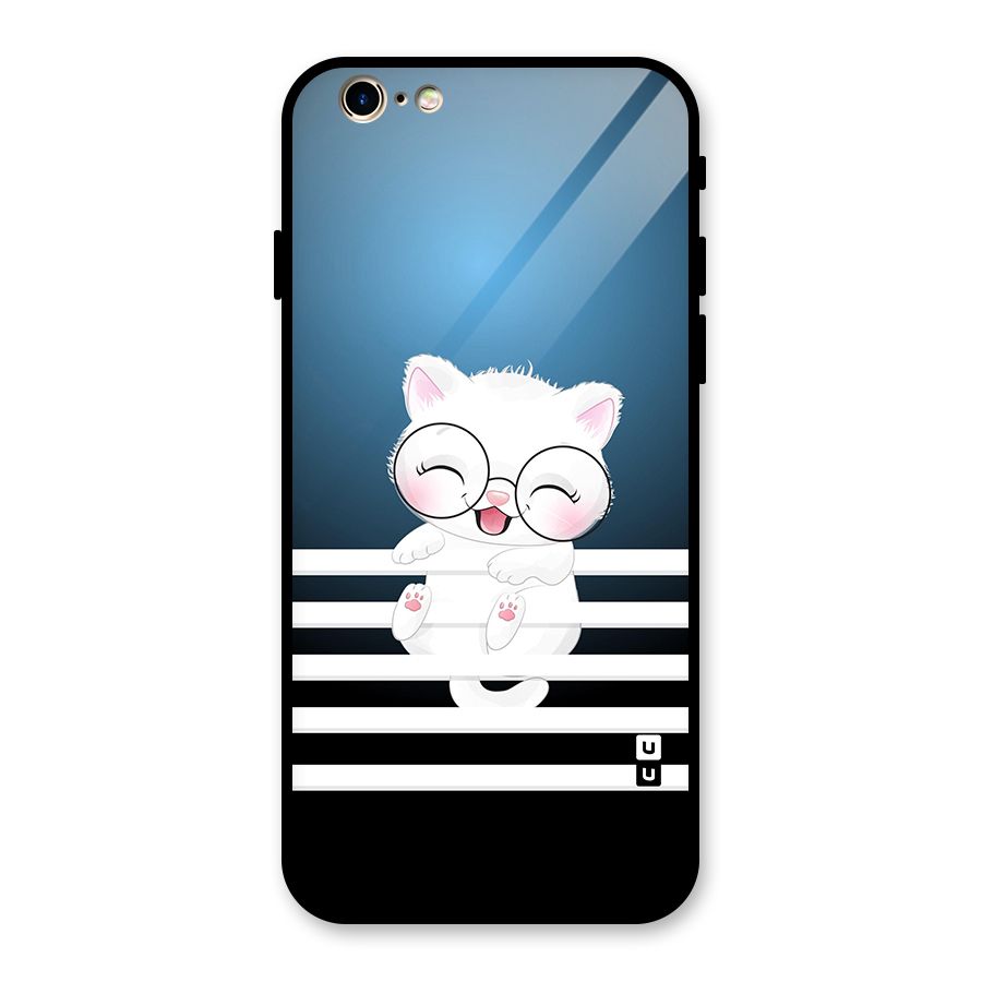 The Cat on Stripes Glass Back Case for iPhone 6 6S