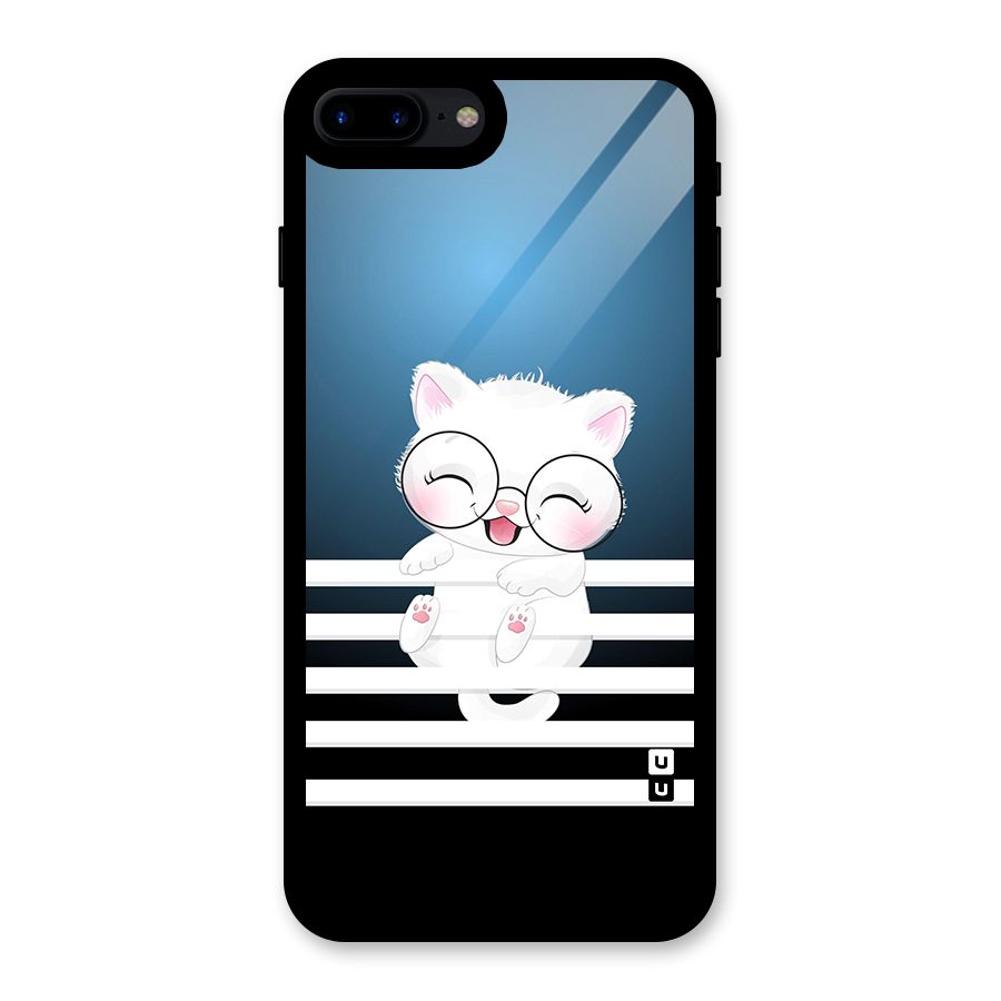 The Cat on Stripes Glass Back Case for iPhone 8 Plus