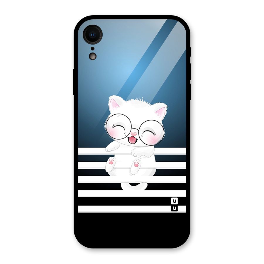 The Cat on Stripes Glass Back Case for iPhone XR