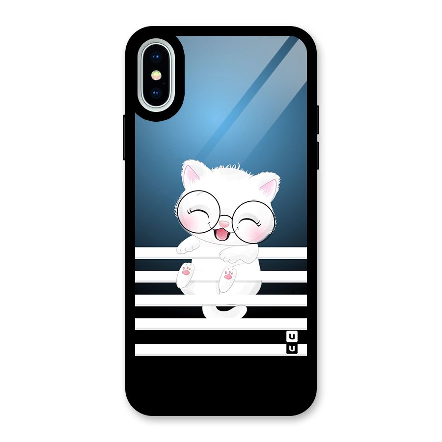 The Cat on Stripes Glass Back Case for iPhone XS
