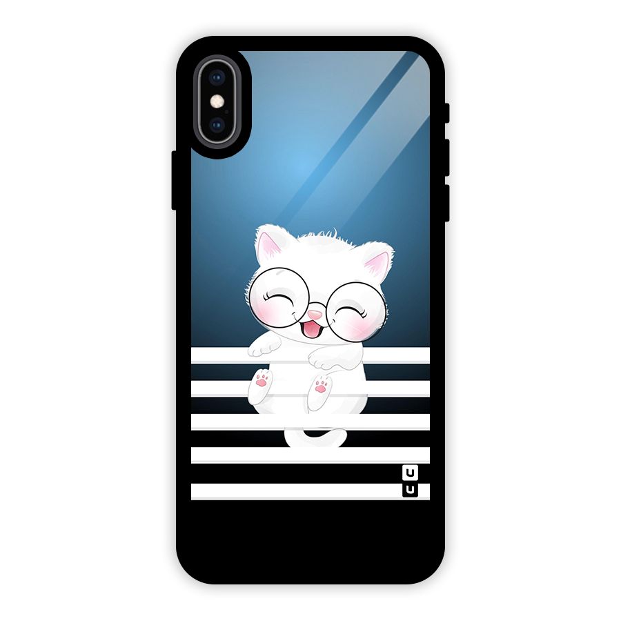 The Cat on Stripes Glass Back Case for iPhone XS Max