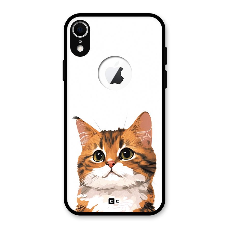 The Cute Cat Glass Back Case for iPhone XR Logo Cut