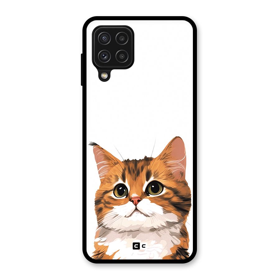 The Cute Cat Glass Back Case for Galaxy A22 4G