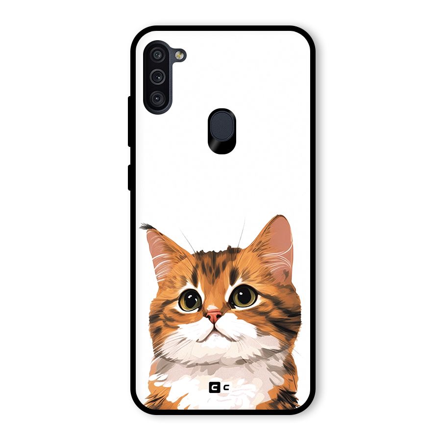 The Cute Cat Glass Back Case for Galaxy M11