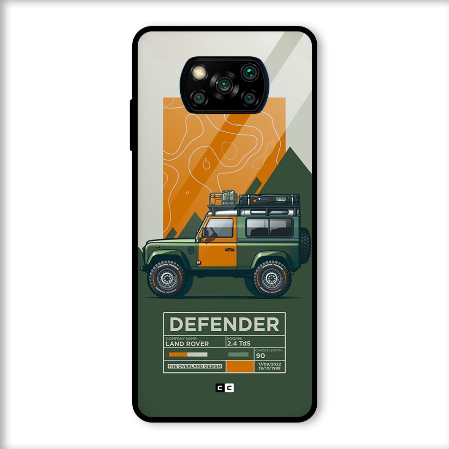 The Defence Car Glass Back Case for Poco X3