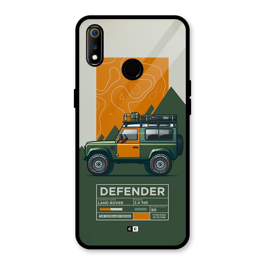 The Defence Car Glass Back Case for Realme 3i