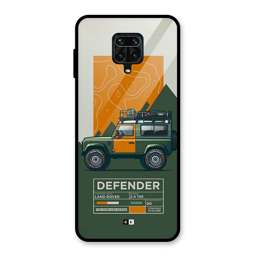 The Defence Car Glass Back Case for Redmi Note 9 Pro