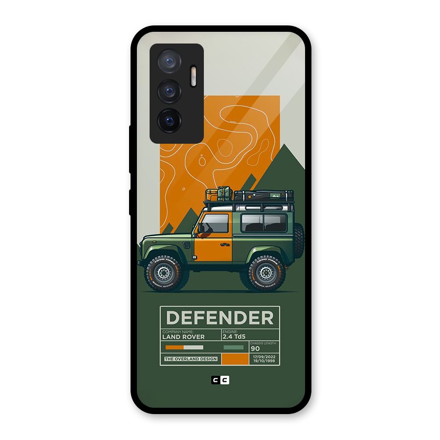 The Defence Car Glass Back Case for Vivo V23e