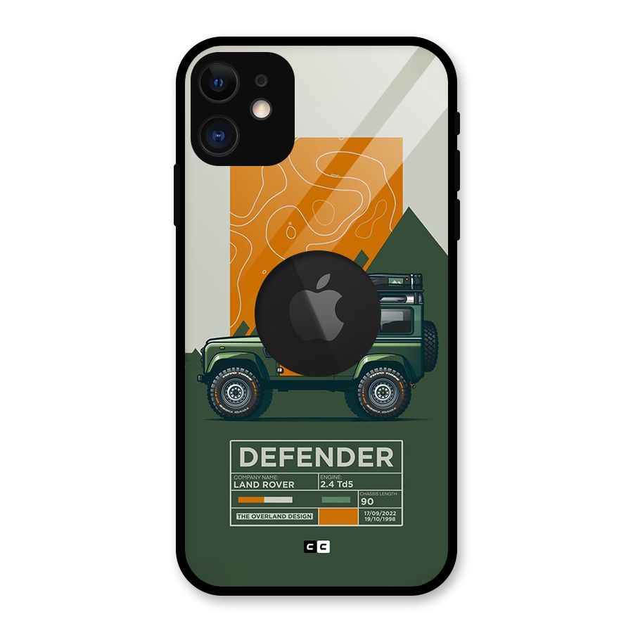 The Defence Car Glass Back Case for iPhone 11 Logo Cut