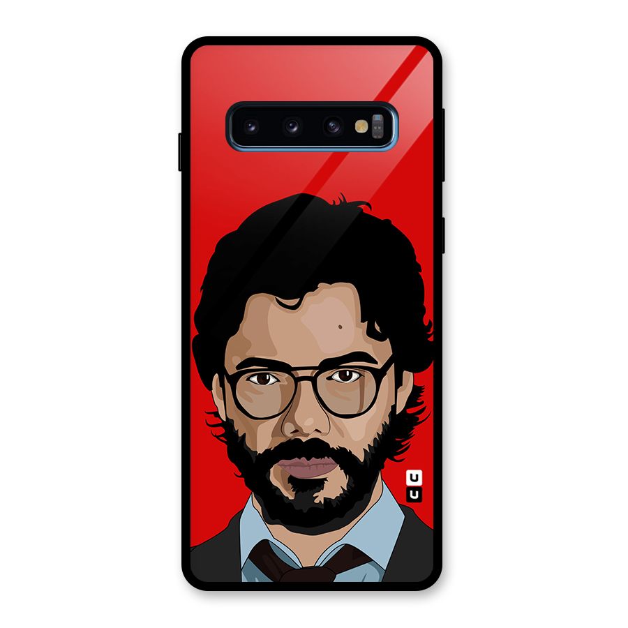 The Professor Illustration Art Glass Back Case for Galaxy S10