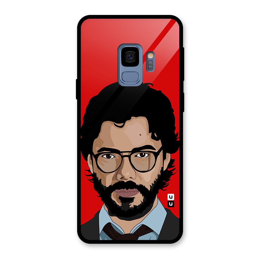 The Professor Illustration Art Glass Back Case for Galaxy S9