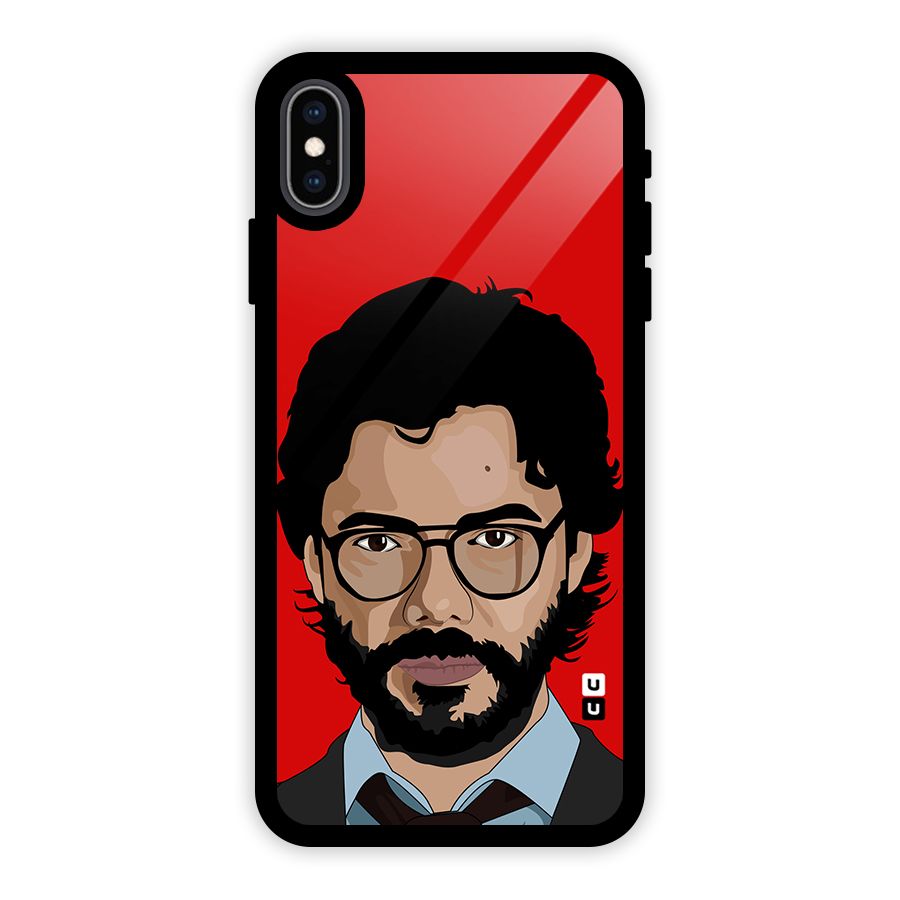 The Professor Illustration Art Glass Back Case for iPhone XS Max