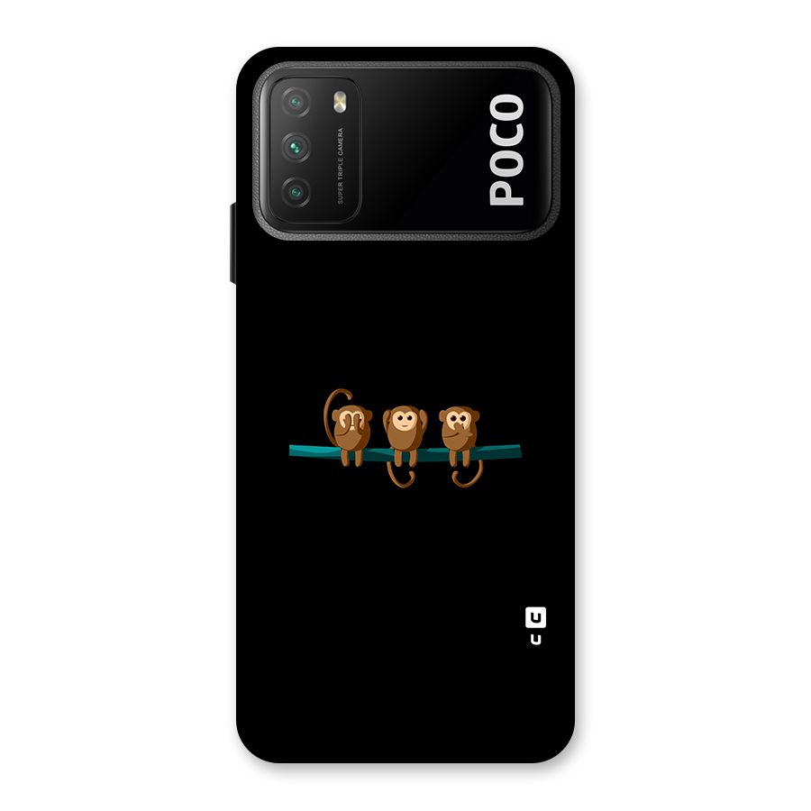 Three Cute Monkeys Back Case for Poco M3